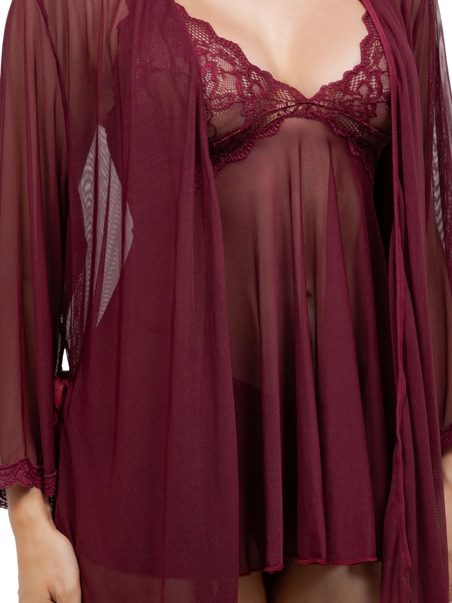 Dominique Sheer Robe & Babydoll Set