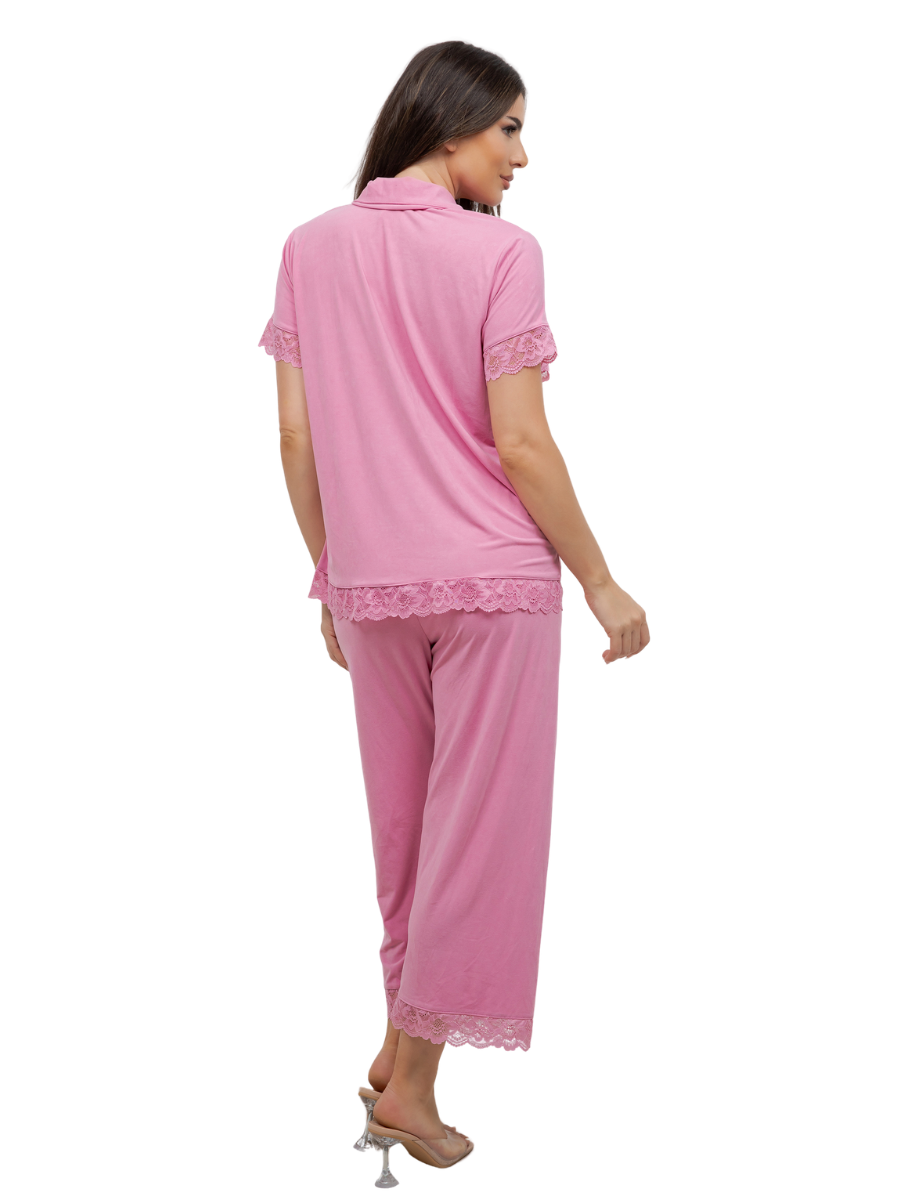 Plus Size Amber Lace Trimmed PJ Set