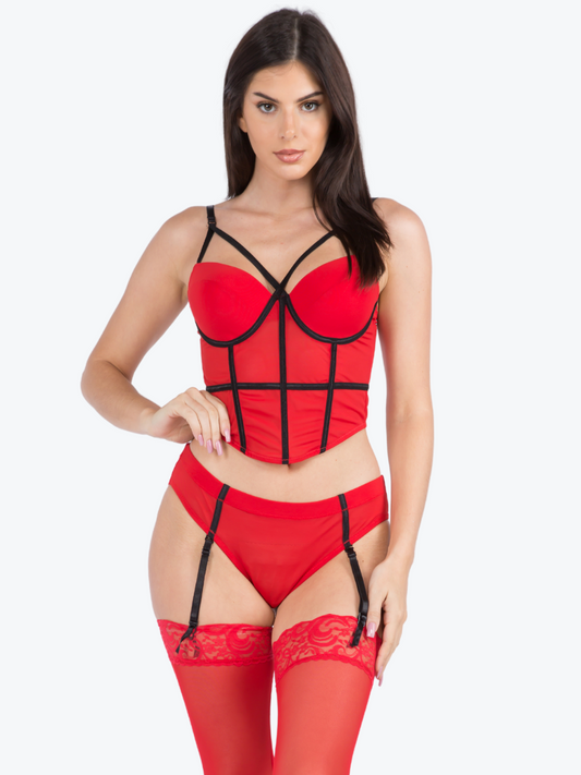 Brandy Cage Bustier Garter Set