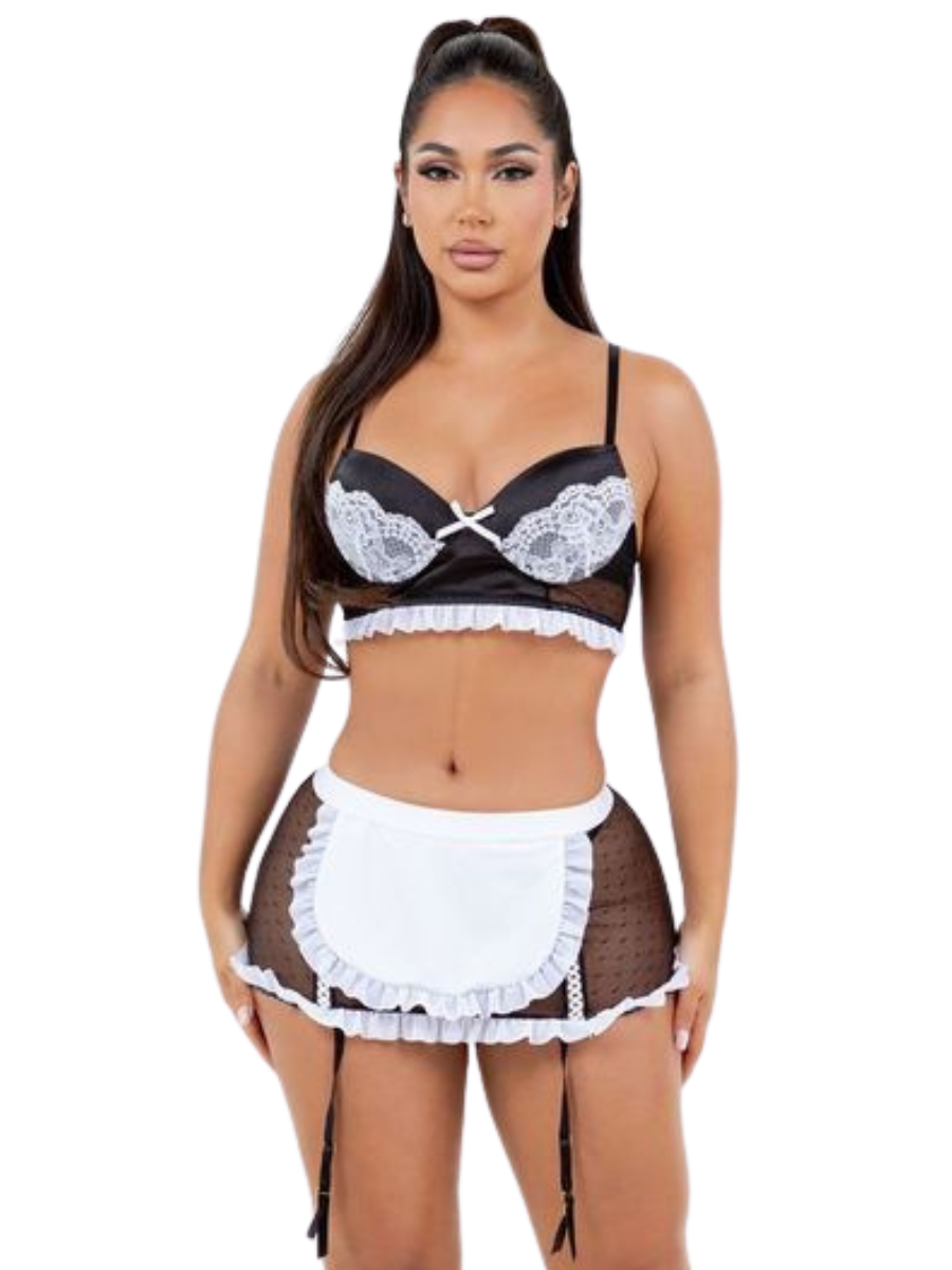 Claudette French Maid Underwire Skirtini & Bra Set