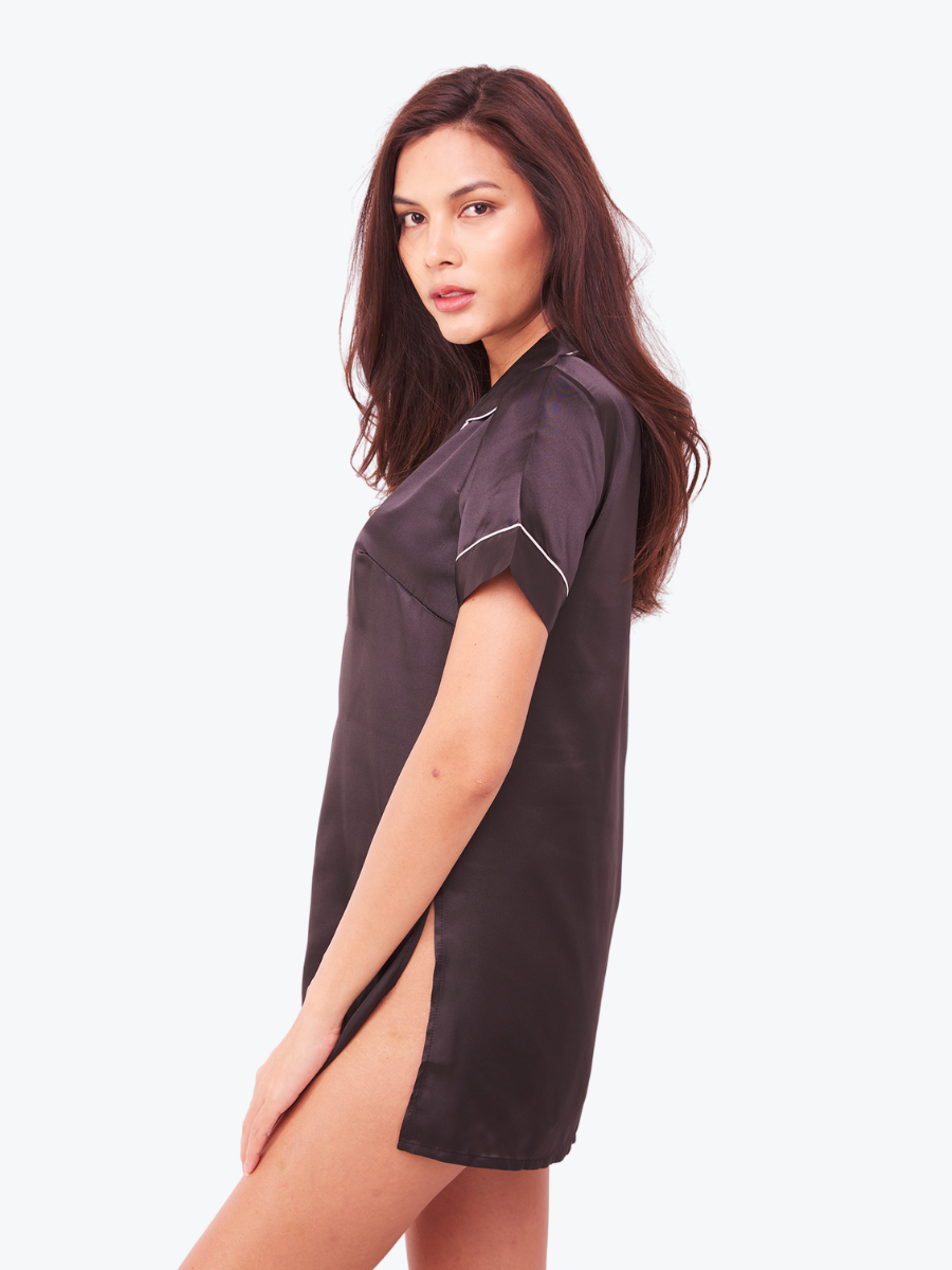 Ophelia Satin Piped Sleepshirt