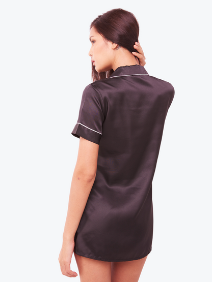 Ophelia Satin Piped Sleepshirt