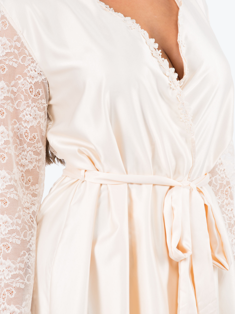 Amelia Lace & Satin Shorty Robe