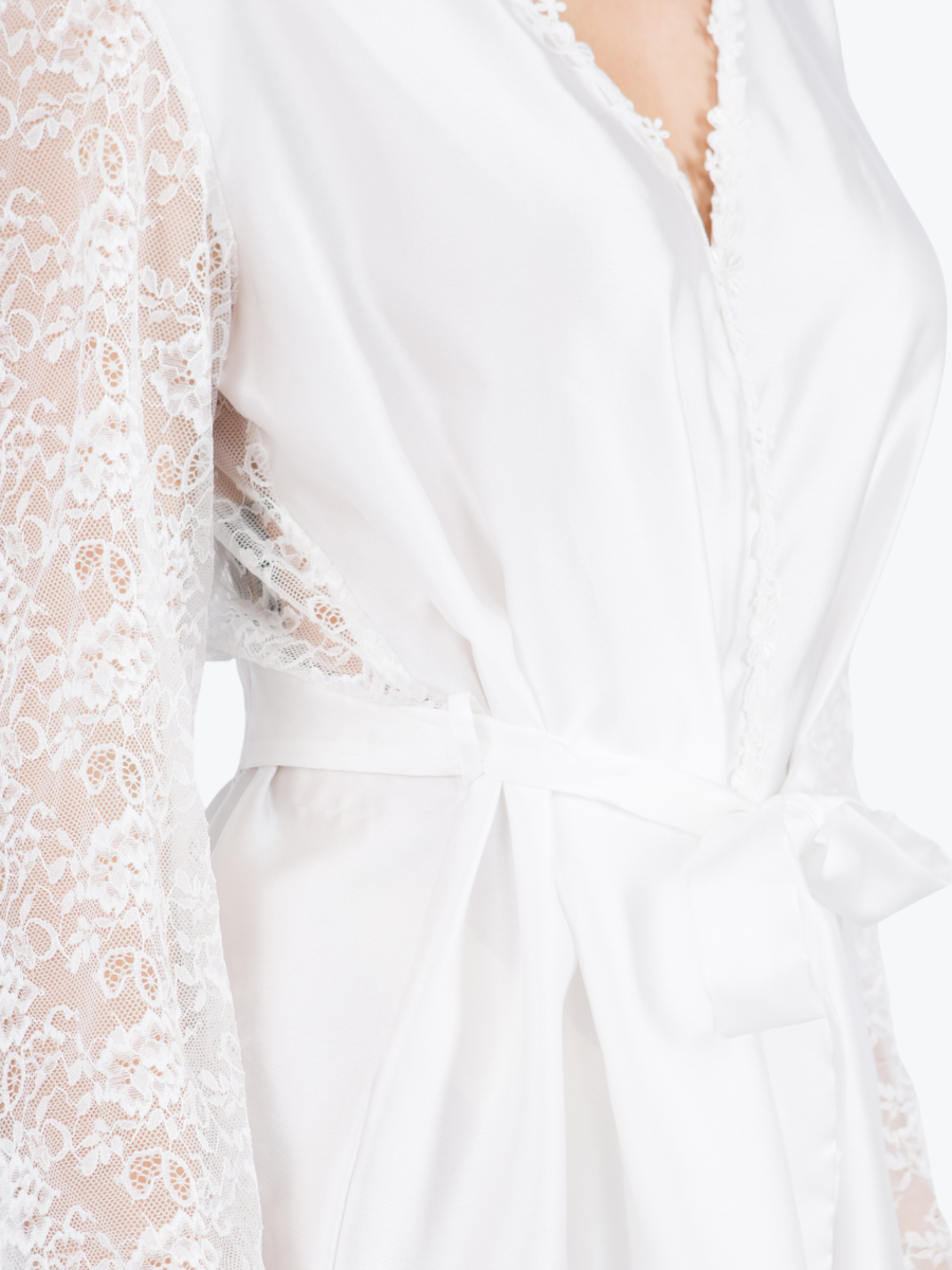 Amelia Lace & Satin Shorty Robe