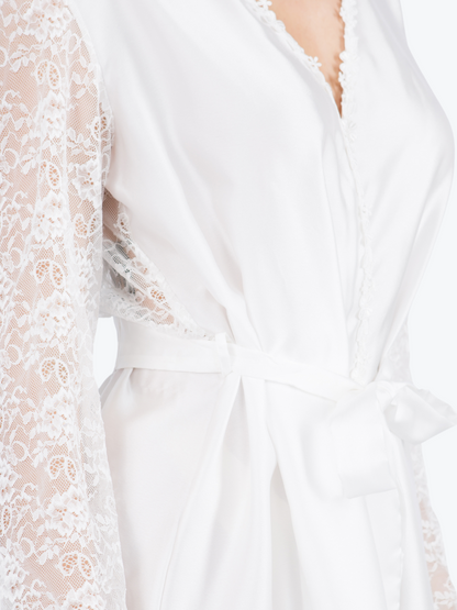 Amelia Lace & Satin Shorty Robe