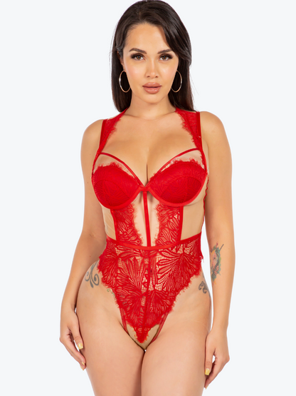 Eden Sheer & Lace Cage Underwire Teddy