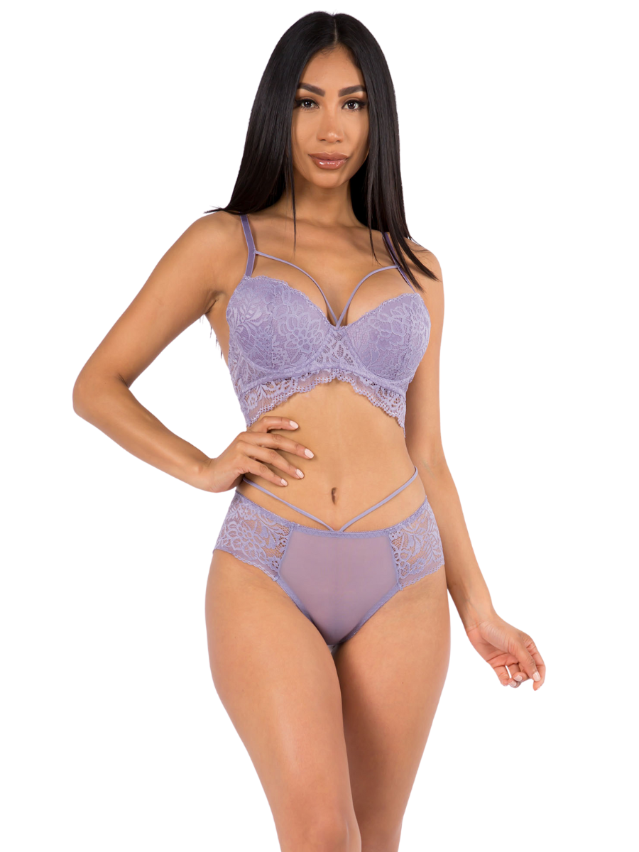 Plus Size Giselle Cage Lace Underwire Bra Set