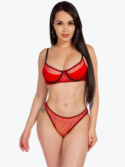 Audrey Hearts Sheer Underwire Bra Set
