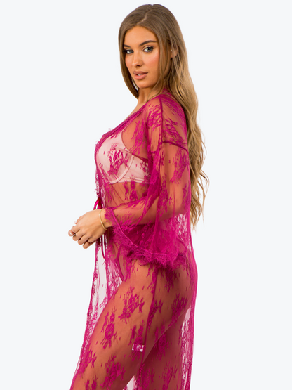 Raven Lace Long Robe