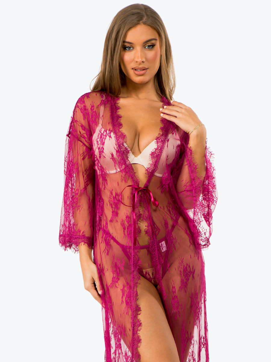 Raven Lace Long Robe