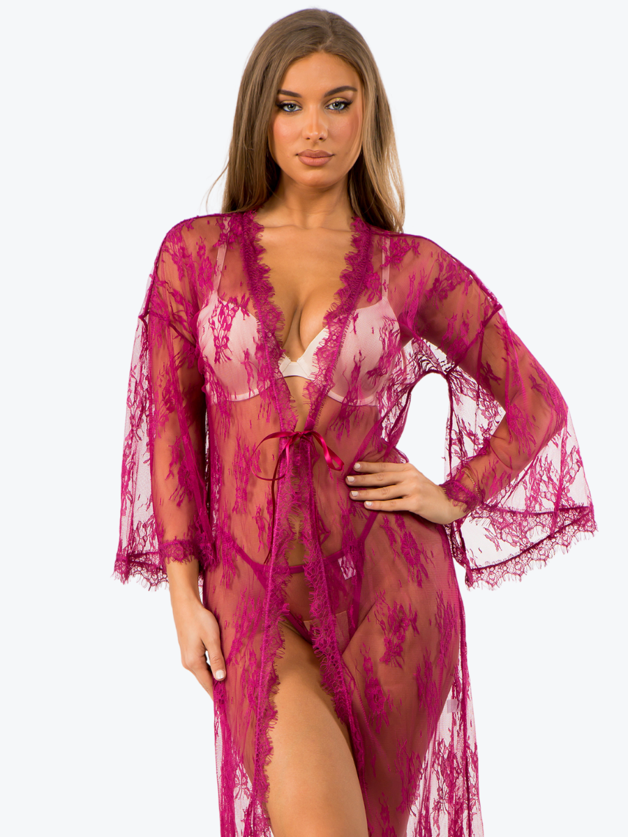 Raven Lace Long Robe