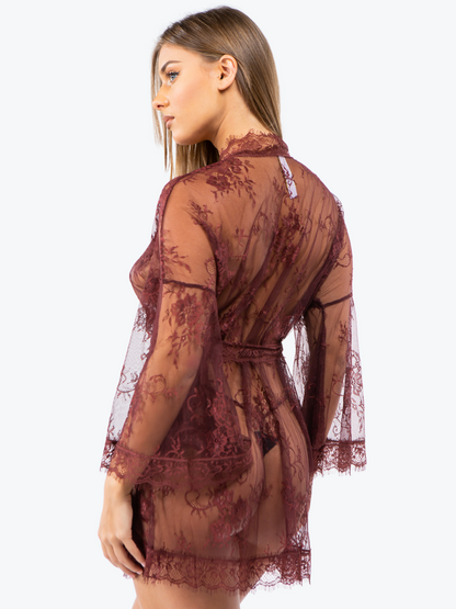 Plus Size Raven Lace Short Robe