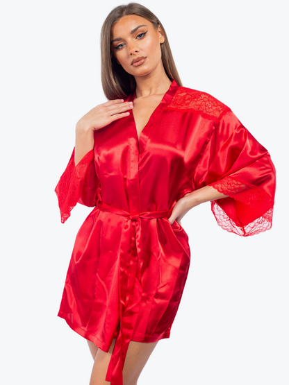 Plus Size Serena Satin & Lace Shorty Robe