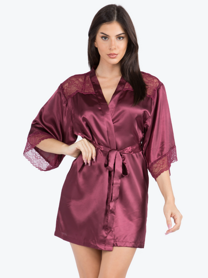 Serena Satin & Lace Shorty Robe