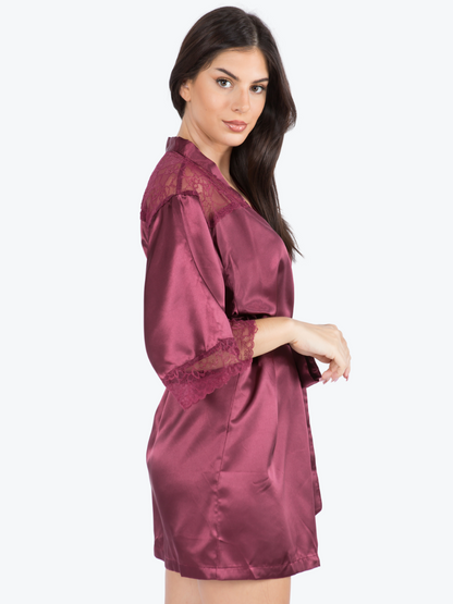 Serena Satin & Lace Shorty Robe