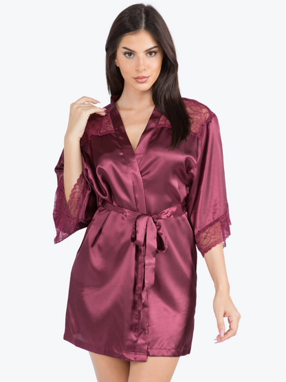 Serena Satin & Lace Shorty Robe
