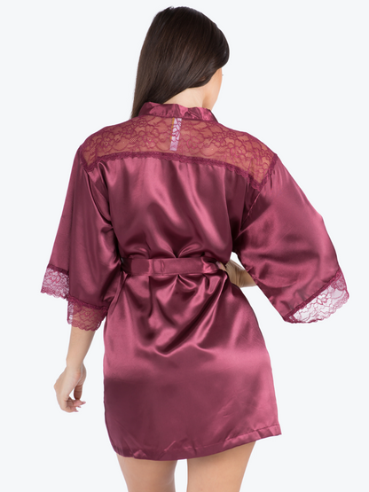 Serena Satin & Lace Shorty Robe