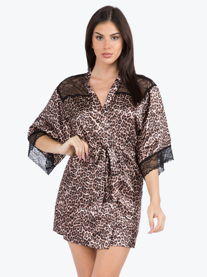 Serena Satin & Lace Shorty Robe