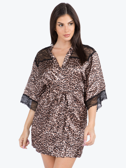 Serena Satin & Lace Shorty Robe