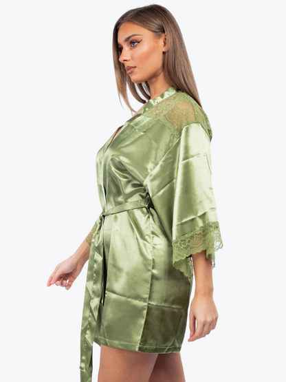 Plus Size Serena Satin & Lace Shorty Robe