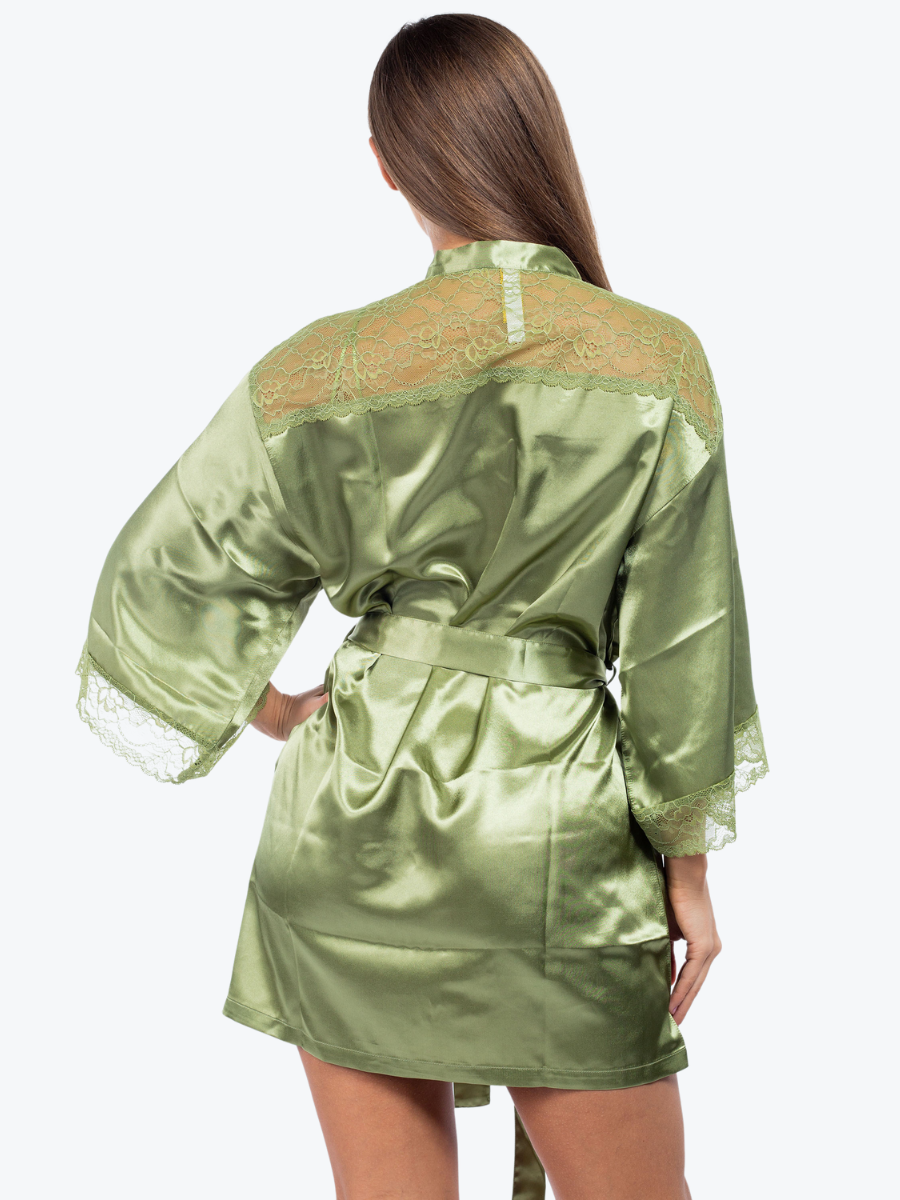 Plus Size Serena Satin & Lace Shorty Robe