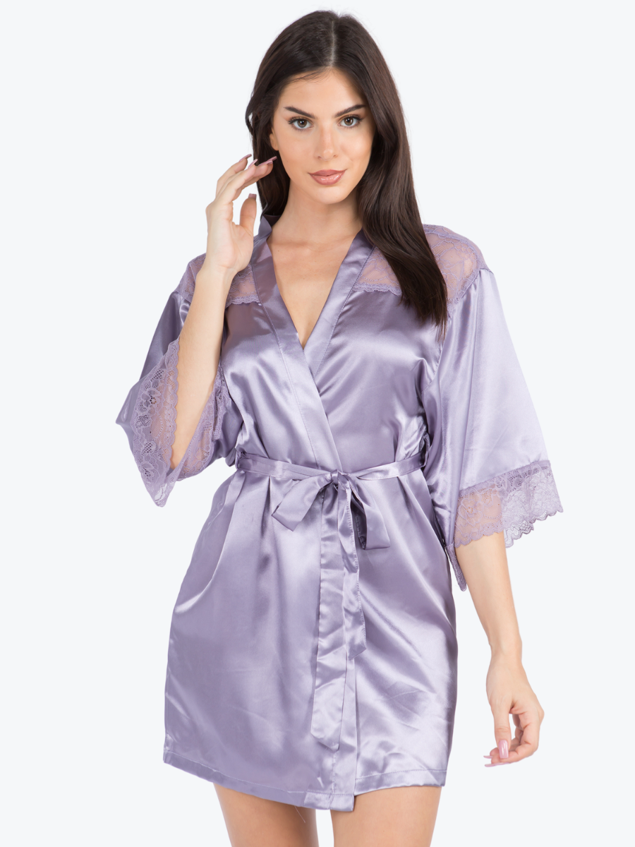 Serena Satin & Lace Shorty Robe