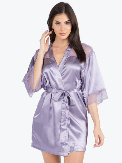 Serena Satin & Lace Shorty Robe