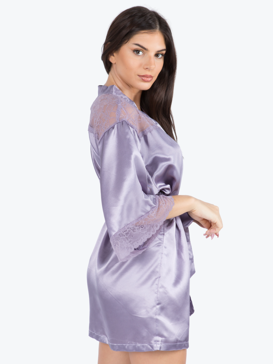 Serena Satin & Lace Shorty Robe