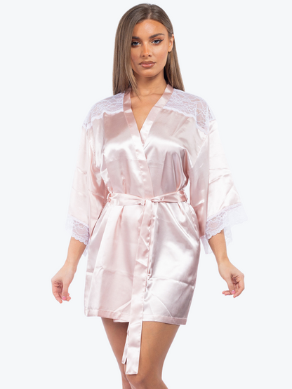 Plus Size Serena Satin & Lace Shorty Robe
