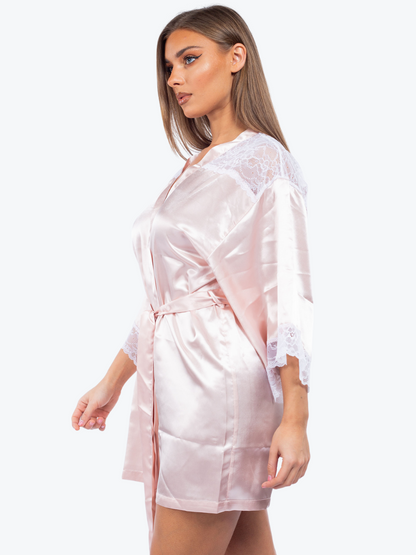 Plus Size Serena Satin & Lace Shorty Robe
