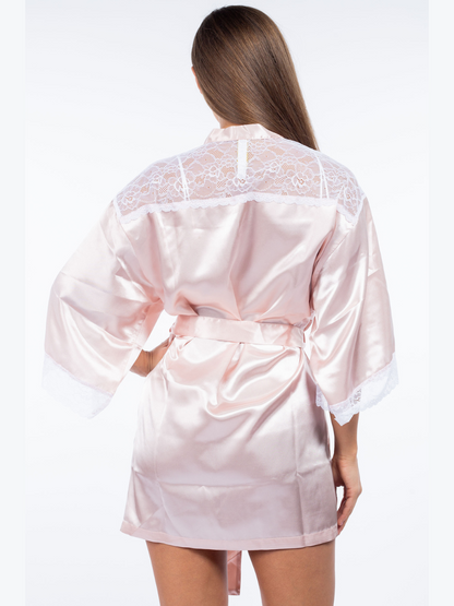 Plus Size Serena Satin & Lace Shorty Robe