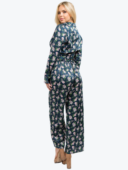 Delilah Floral Satin Wrap & Pant Set