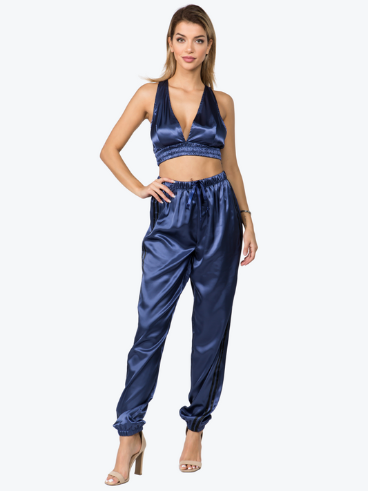 Melanie Lounge Satin Jogger Set