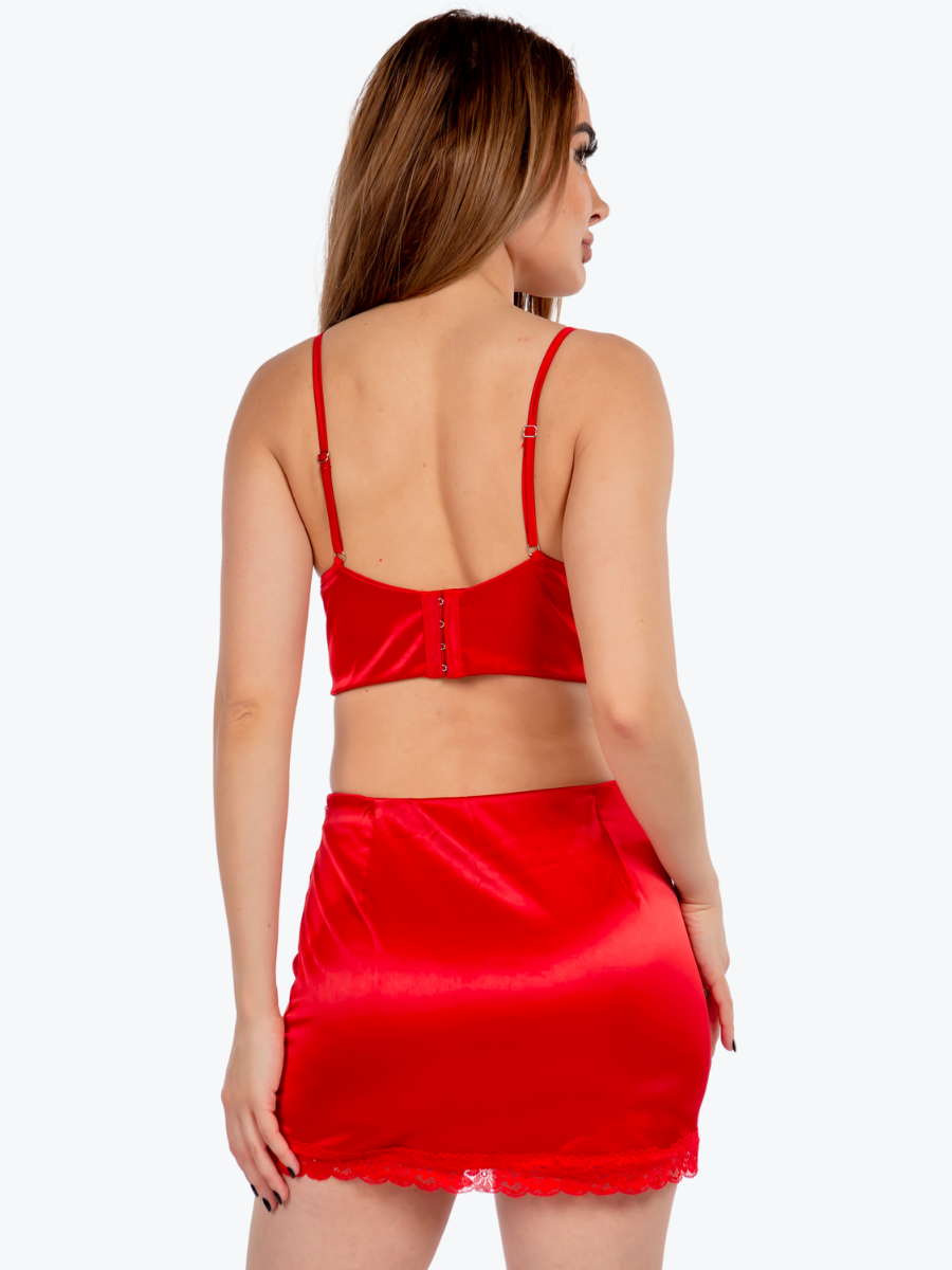 Sloane Satin Underwire Bra & Skirtini Set