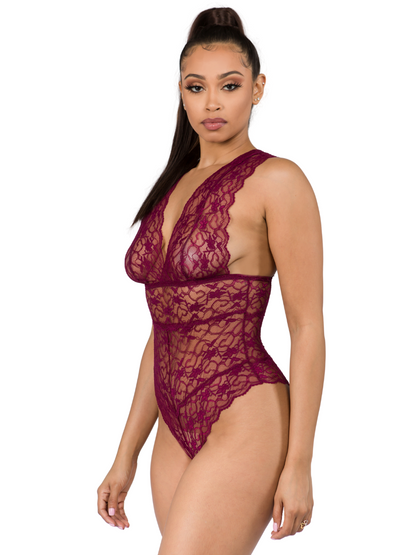 Amanda Plunge Lace Teddy