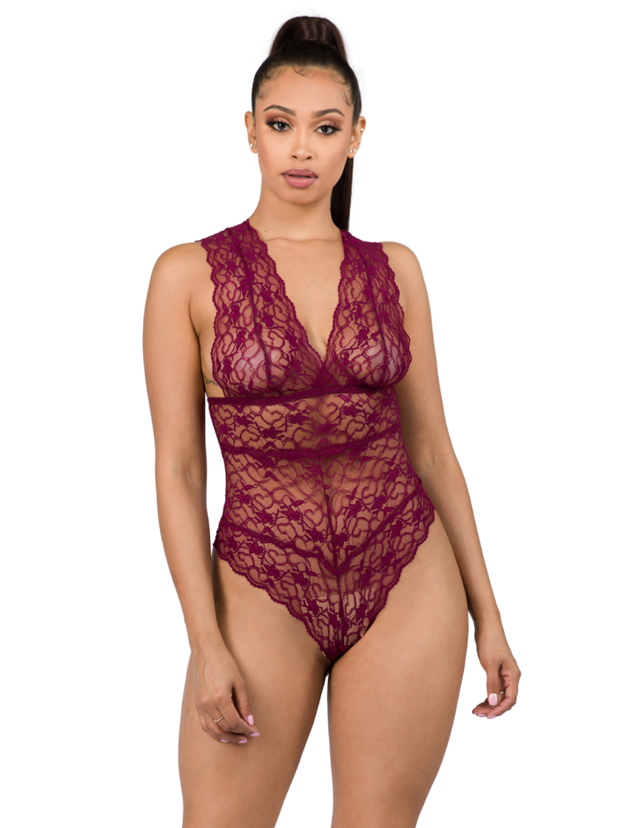 Amanda Plunge Lace Teddy